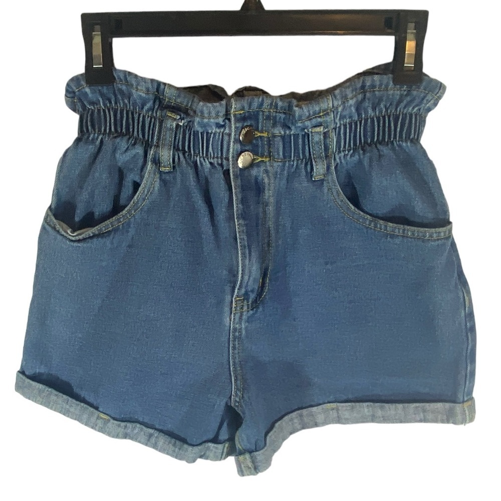 FINAL PRICE ! Plaid & Plain  Paperbag Denim Shorts size medium